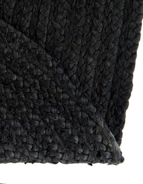 Black Oval Handmade Braided Jute Carpet