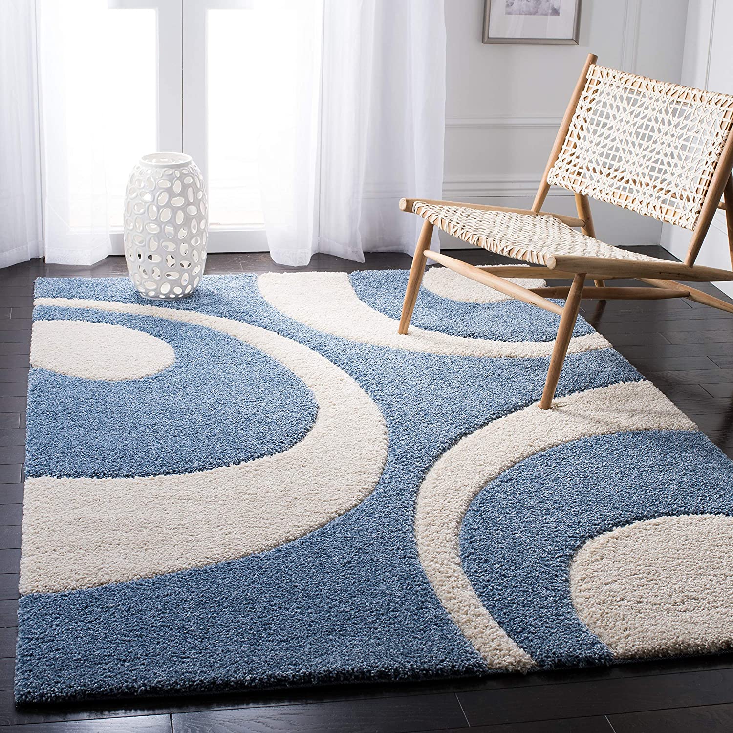 Teel Blue Shaggy Carpet | Soft & Fluffy Microfiber Area Rug
