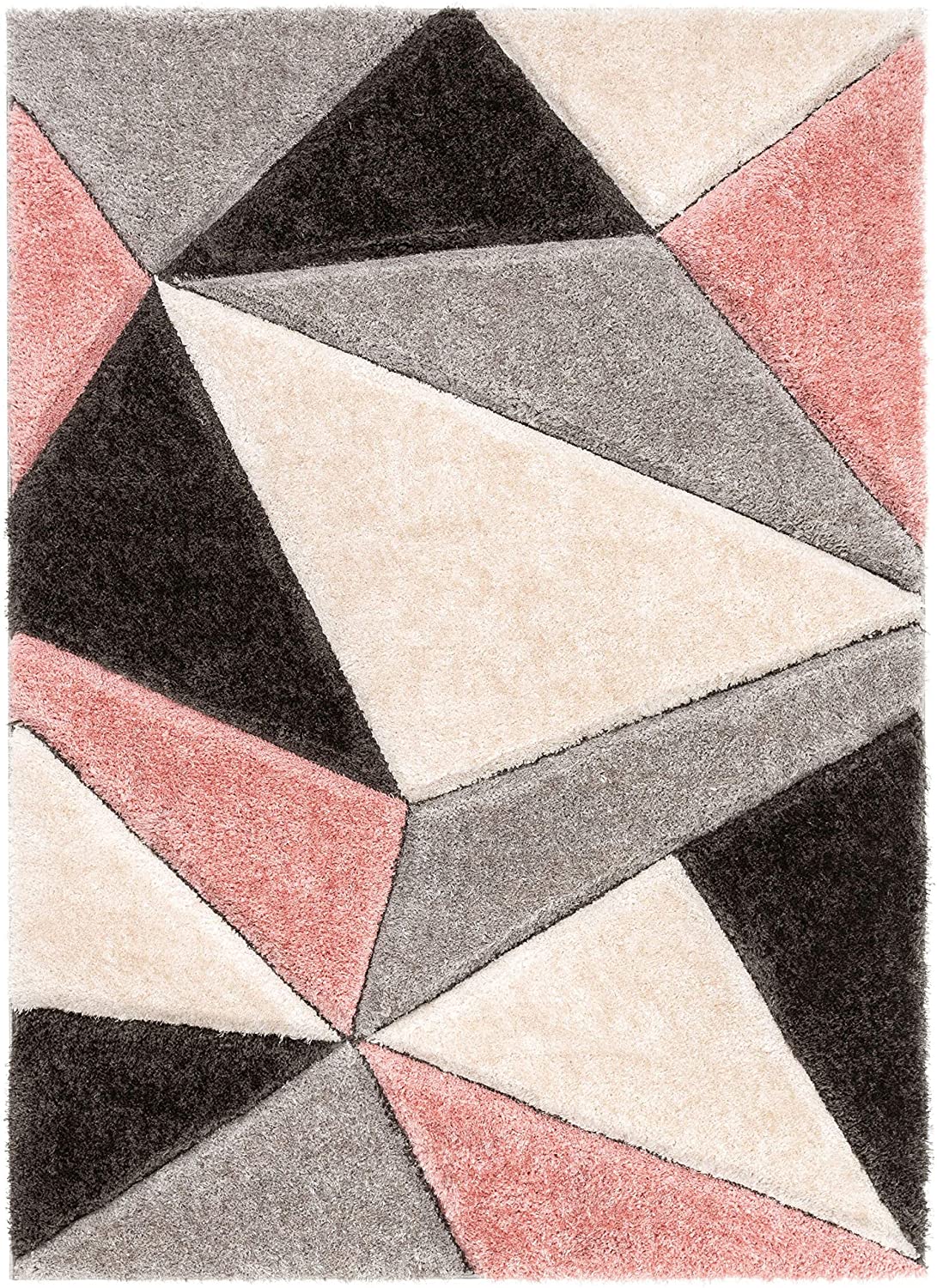 Black & Blush Shaggy Carpet | Luxurious Handmade Microfiber Area Rug