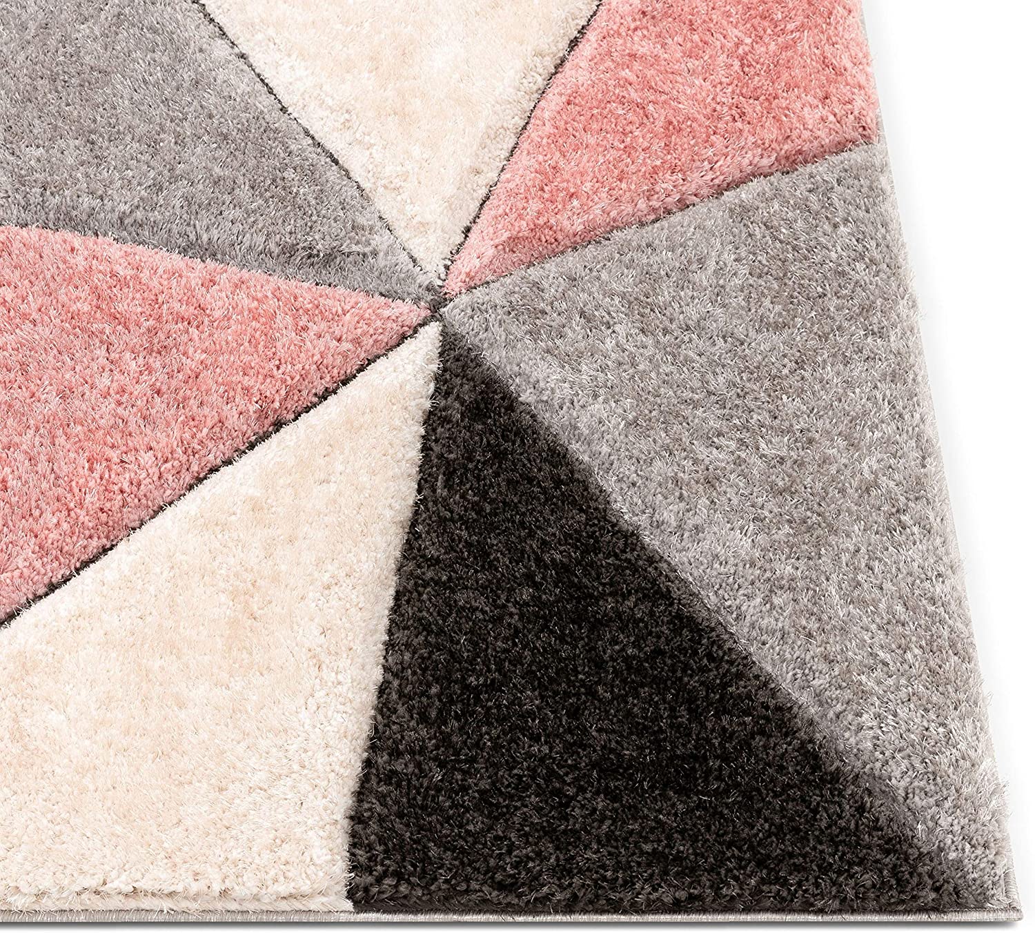 Black & Blush Shaggy Carpet | Luxurious Handmade Microfiber Area Rug