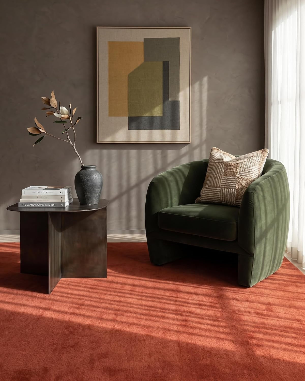 Brick Red Wool Hand-tufted Carpet & Rug