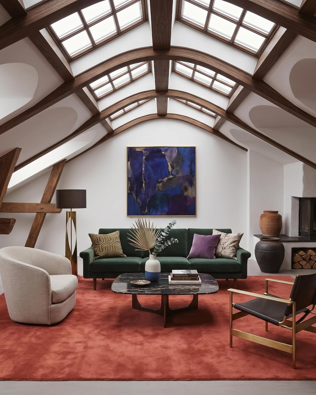 Brick Red Wool Hand-tufted Carpet & Rug