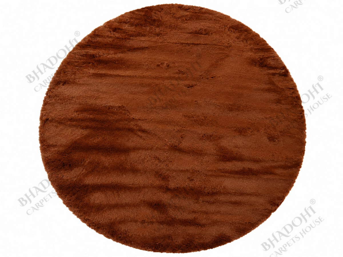 Bronze Soft & Fluffy Cloud Fur Round Carpet & Rug