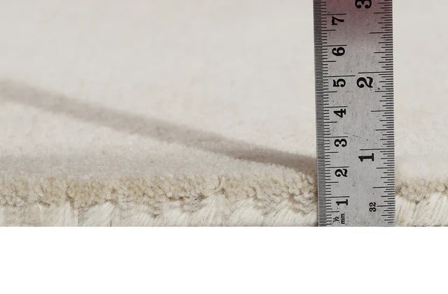 White & Black Color Premium Handmade Woolen Irregular Rug