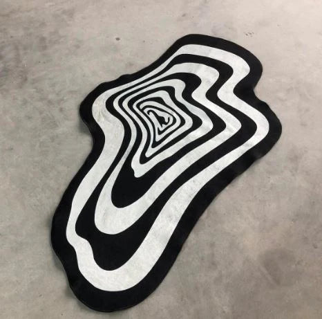 Black & White Hand-Tufted Irregular Rug