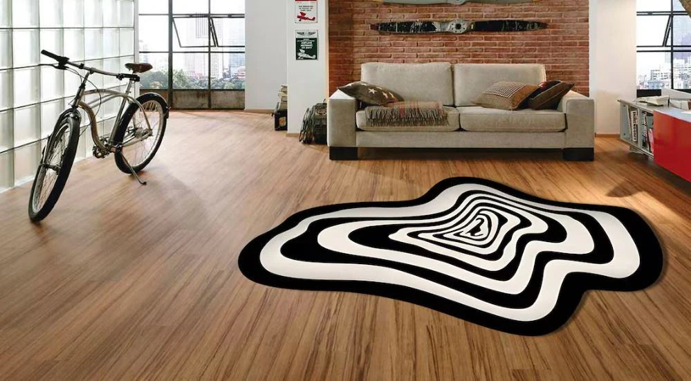 Black & White Hand-Tufted Irregular Rug