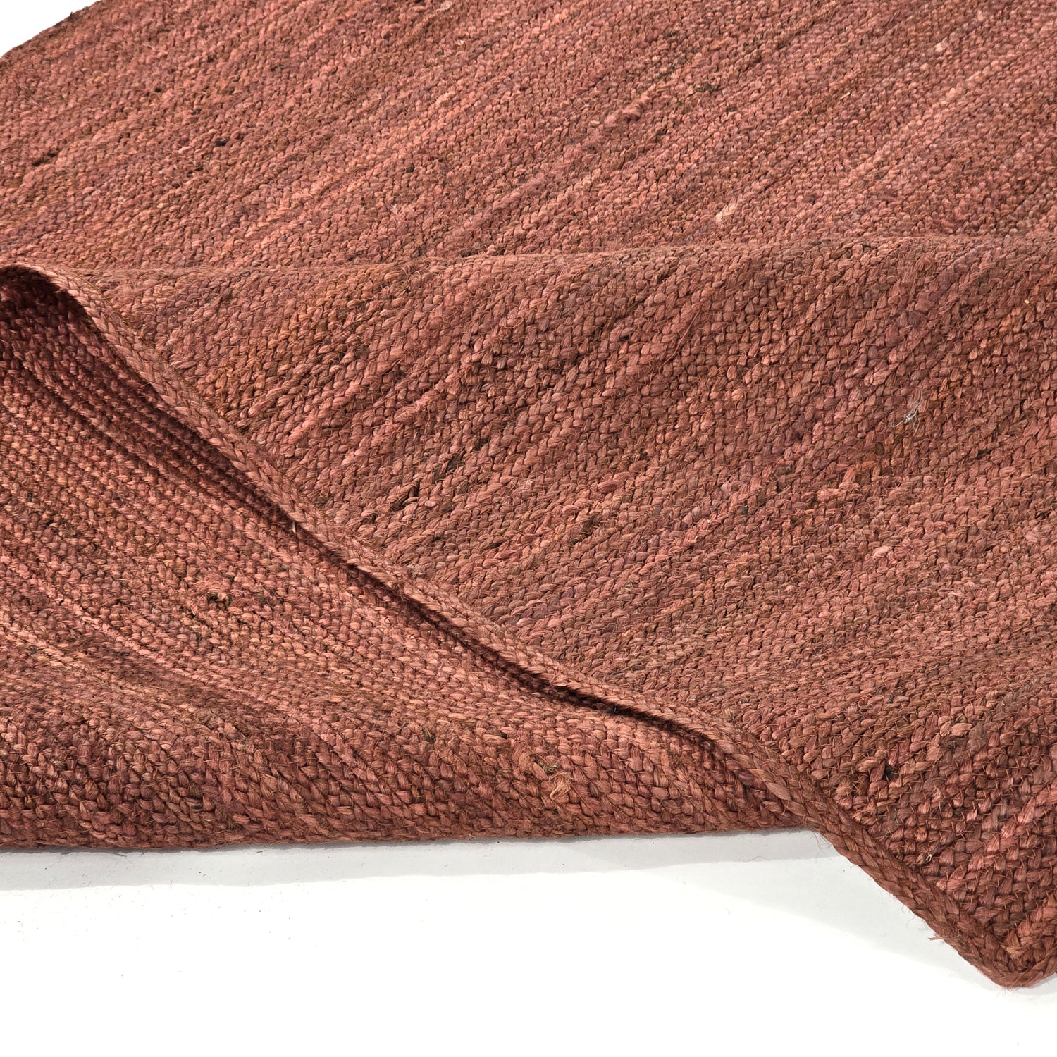 Chestnut Color Handmade Braided Jute Carpet