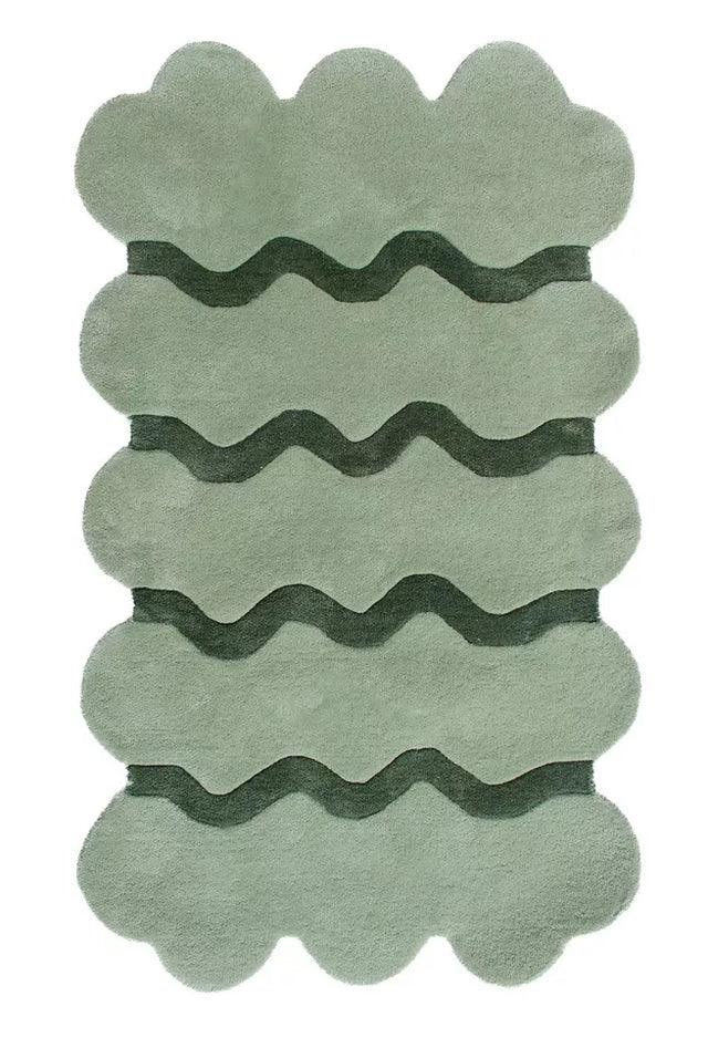 Crafted Green Irregular Carpet & Rug