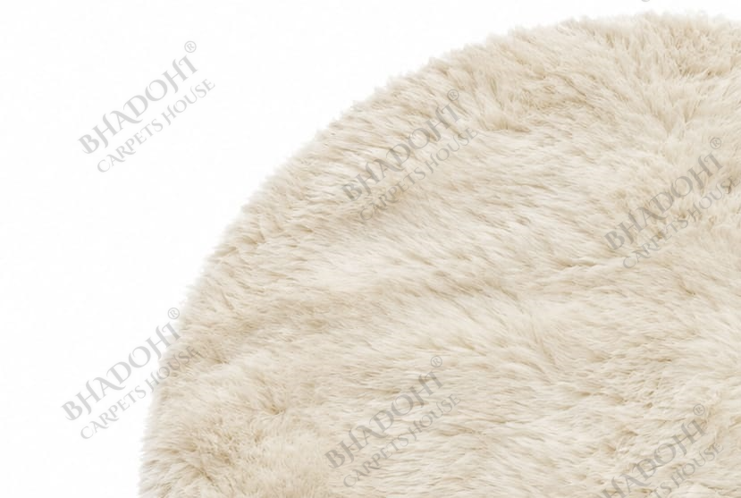 Cream Soft & Fluffy Cloud Fur Round Carpet & Rug