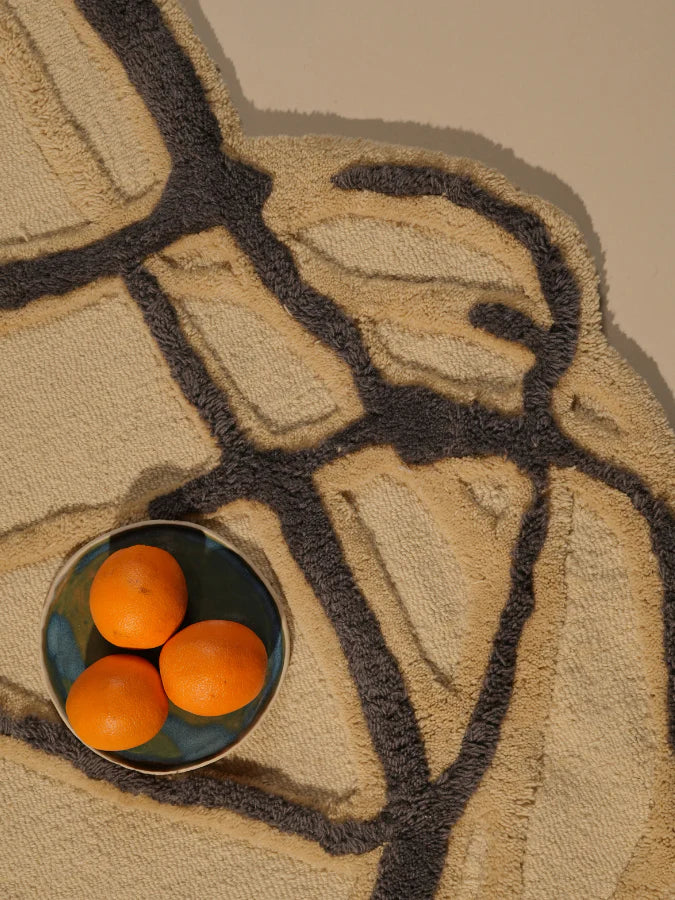 Curved Camel Irregular Carpet & Rug