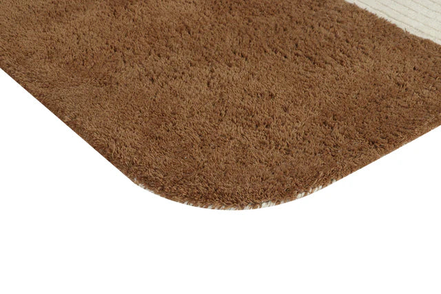 Ivory Brown Color Premium Handmade Woolen Irregular Rug