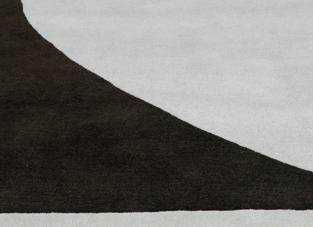 White & Black Color Premium Handmade Woolen Irregular Rug