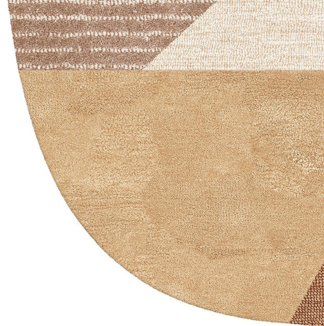 Beige & Rust Color Premium Handmade Woolen Irregular Rug