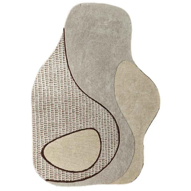 Beige Color Hand-Tufted Irregular Rug
