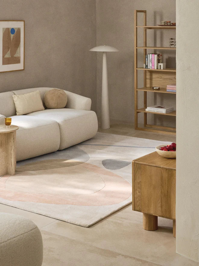 Beige Hand-Tufted Wool Rug