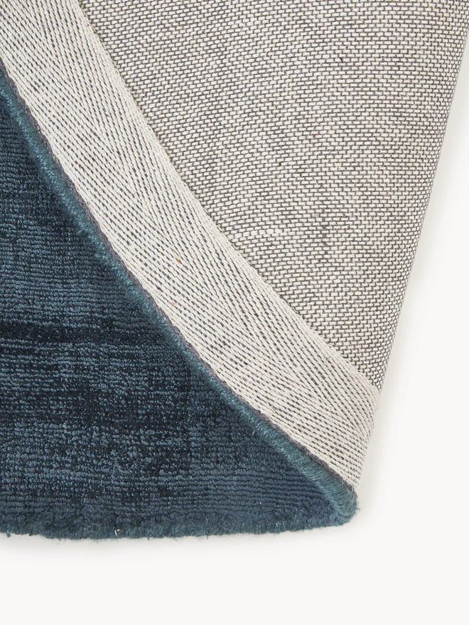 Teal Torquoise Viscose Silk Round Area Rug