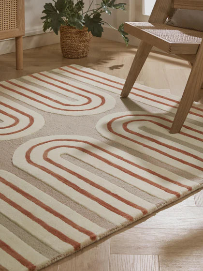 Ivory & Rust Hand-Tufted Wool Rug