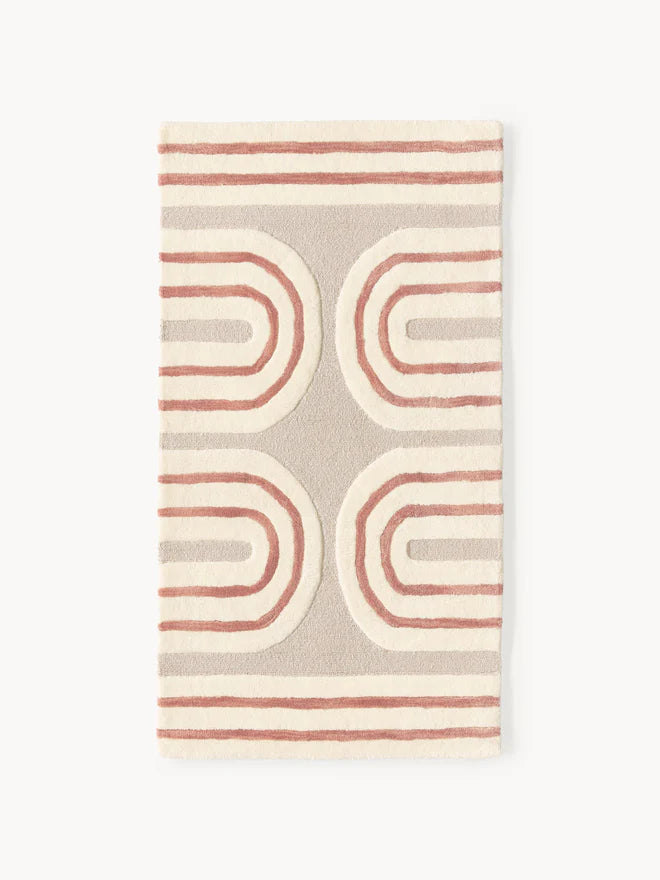 Ivory & Rust Hand-Tufted Wool Rug