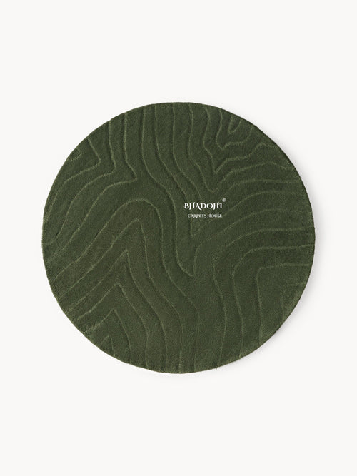 Army Green Hand Tufted Round Rug – Premium Carpet for Modern Homes