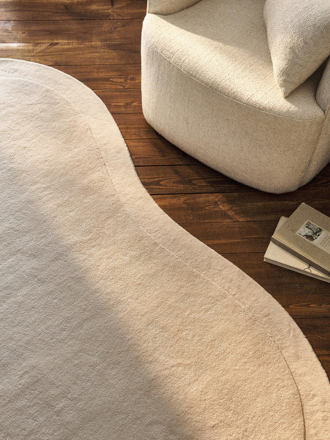 Ivory Color Hand-Tufted Irregular Rug
