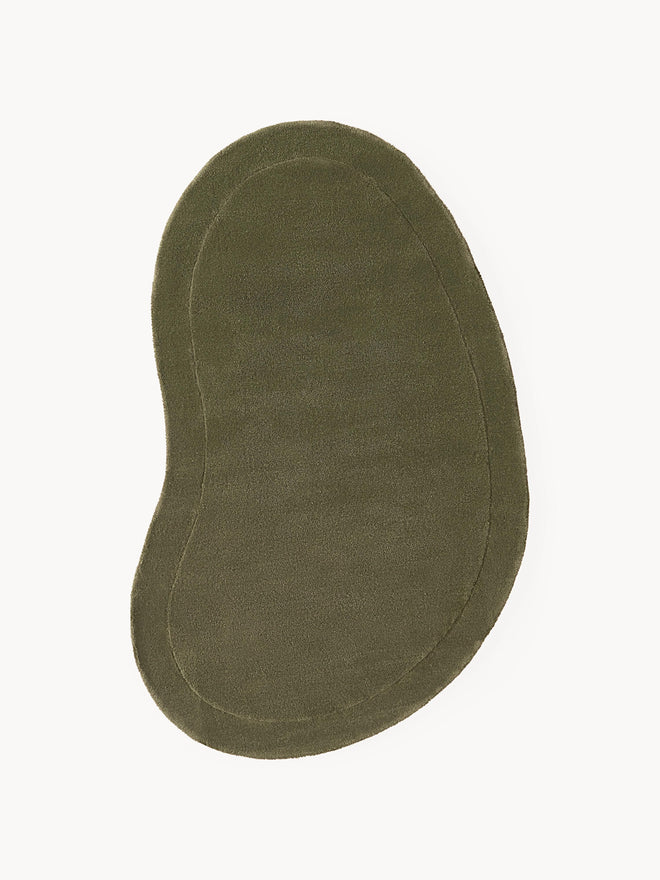 Green Color Hand-Tufted Irregular Rug