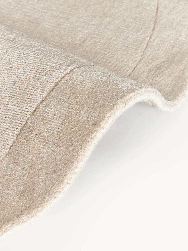 Beige Viscose Silk Round Area Rug