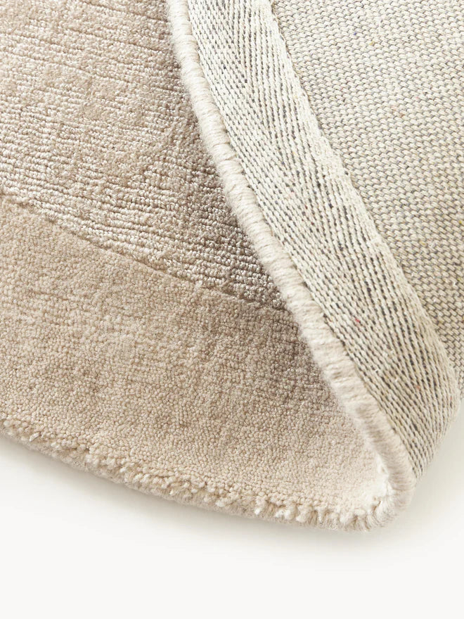 Beige Viscose Silk Round Area Rug