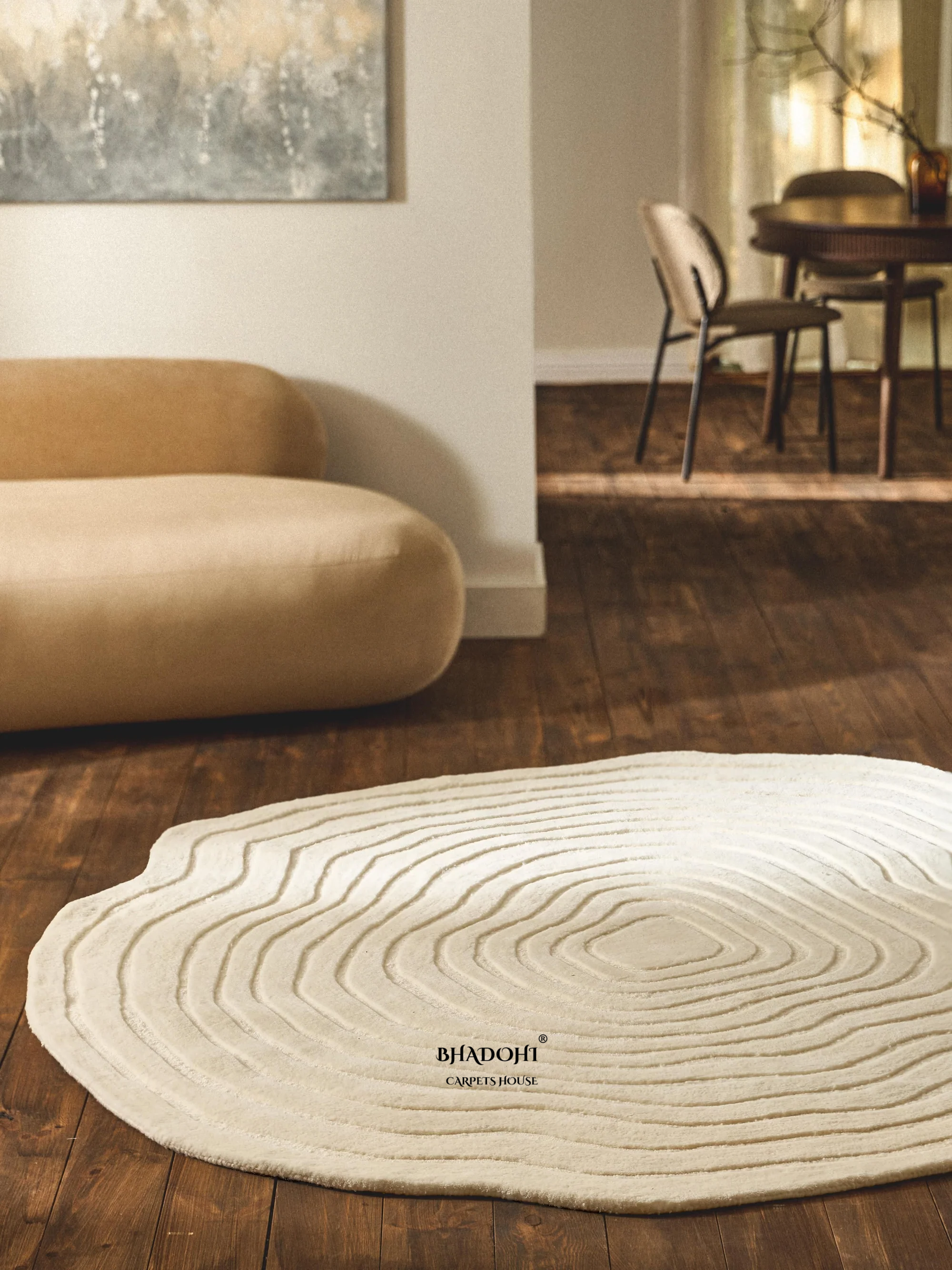 Ivory Hand Tufted Round Rug – Premium Carpet for Modern Homes