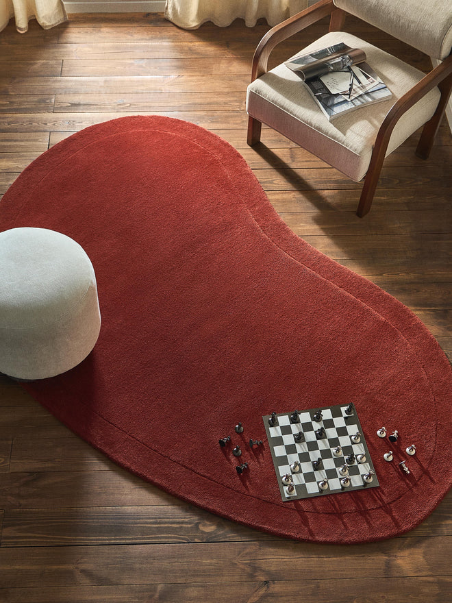 Rust Color Hand-Tufted Irregular Rug