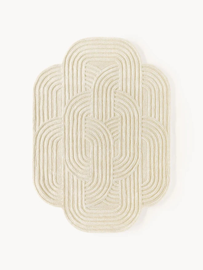 Ivory Color Hand-Tufted Irregular Rug