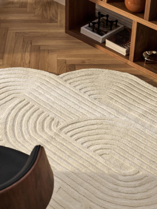 Ivory Color Hand-Tufted Irregular Rug