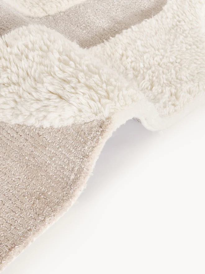 Ivory & Beige Hand-Tufted Wool Rug