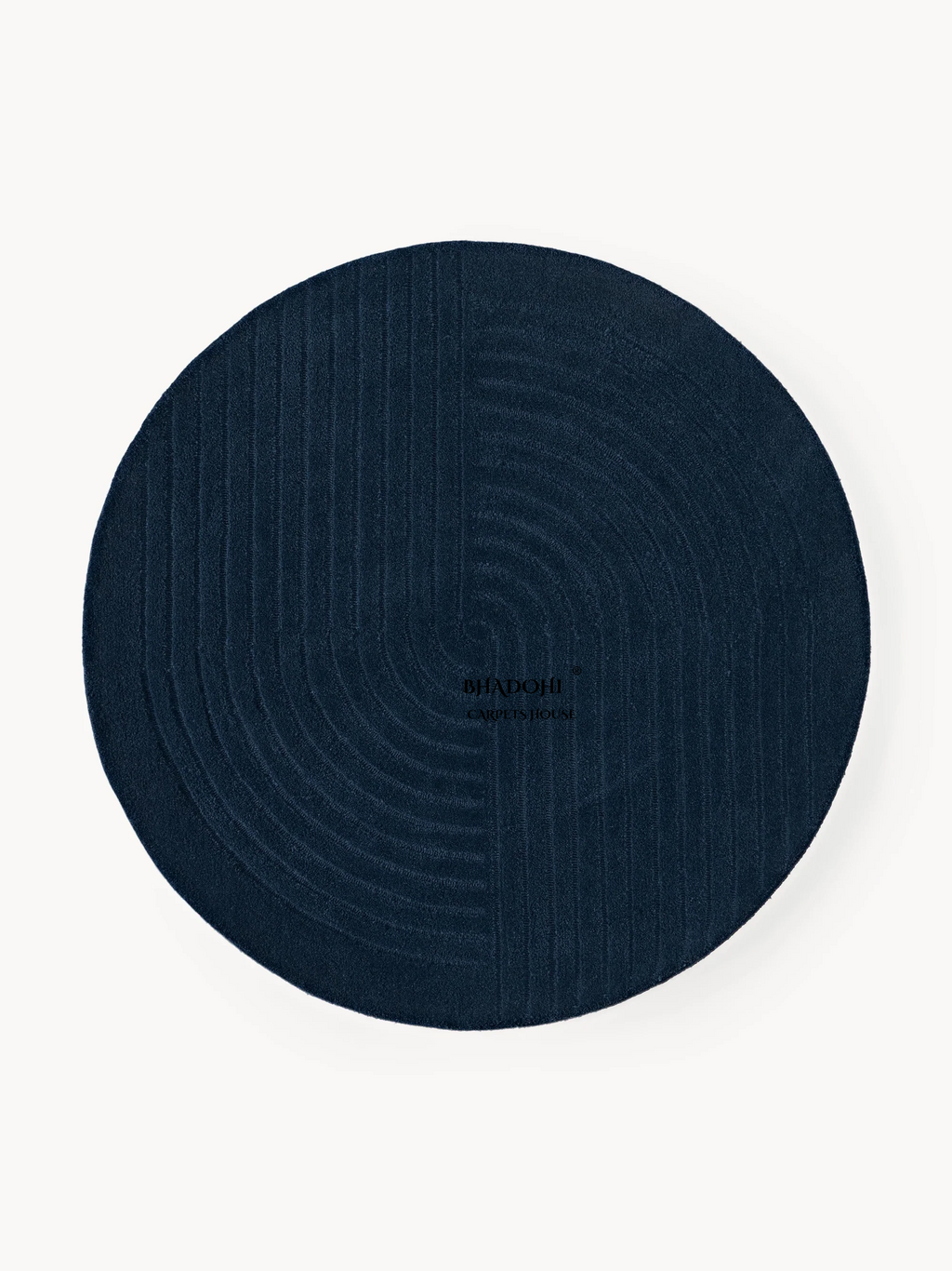 Navy Blue Hand Tufted Round Rug – Premium Carpet for Modern Homes