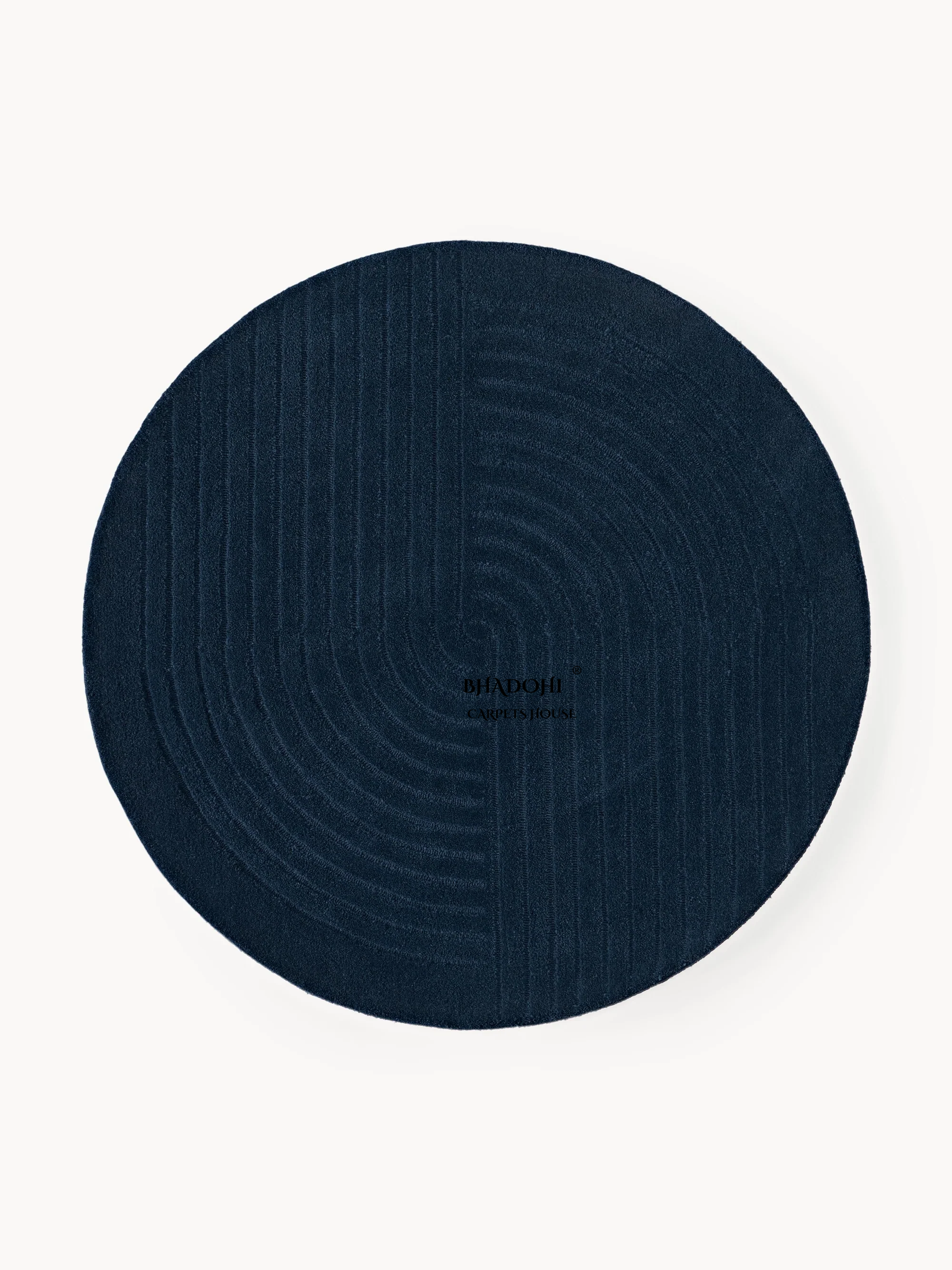 Navy Blue Hand Tufted Round Rug – Premium Carpet for Modern Homes