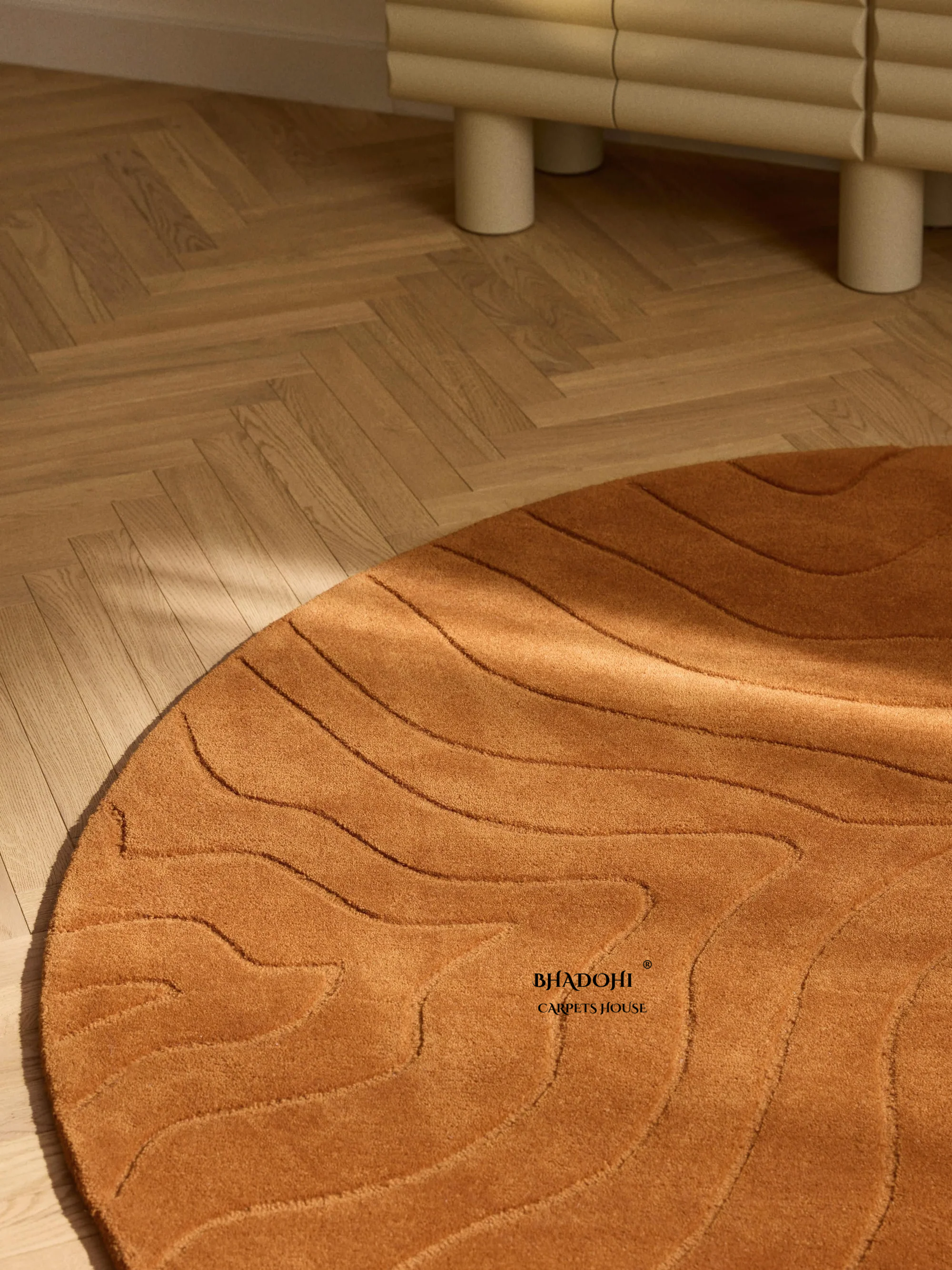 Bronze Hand Tufted Round Rug – Premium Carpet for Modern Homes