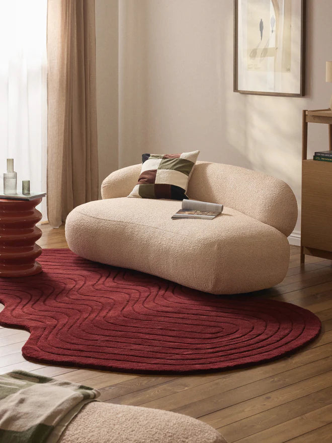 Burgendy Color Hand-Tufted Irregular Rug