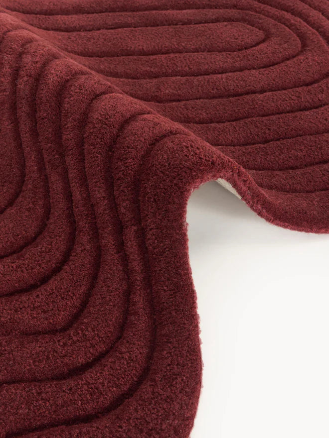 Burgendy Color Hand-Tufted Irregular Rug