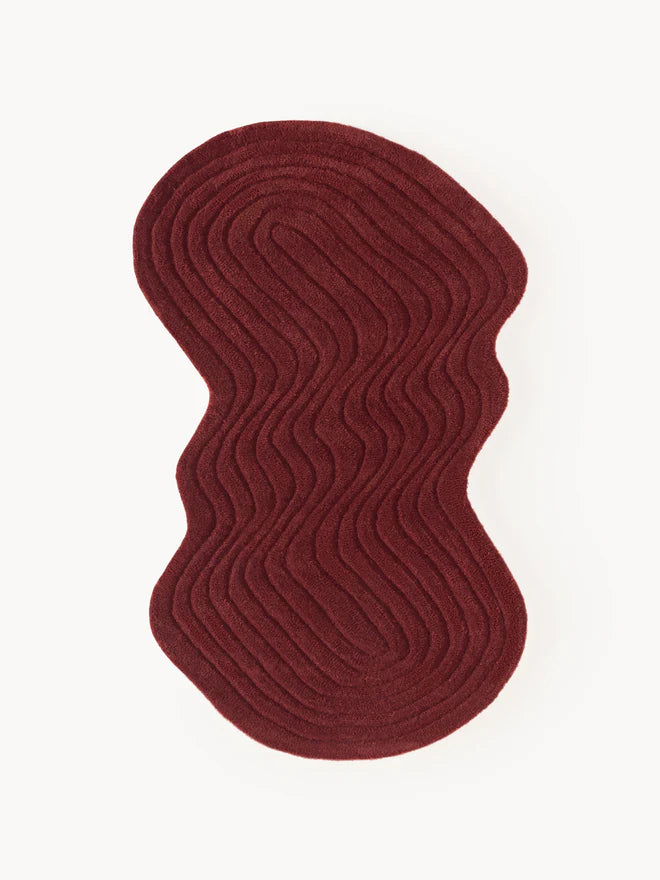 Burgendy Color Hand-Tufted Irregular Rug
