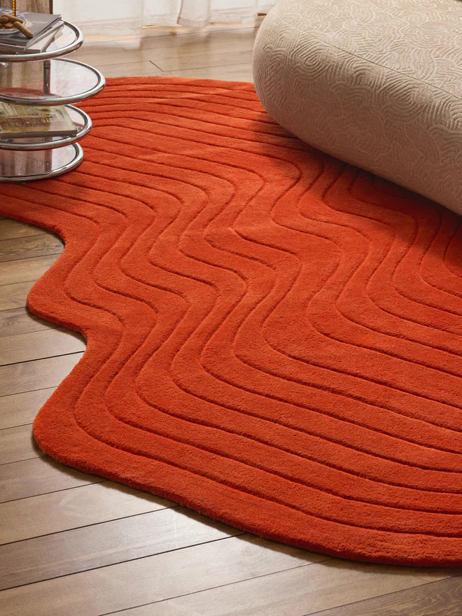 Rust Color Hand-Tufted Irregular Rug