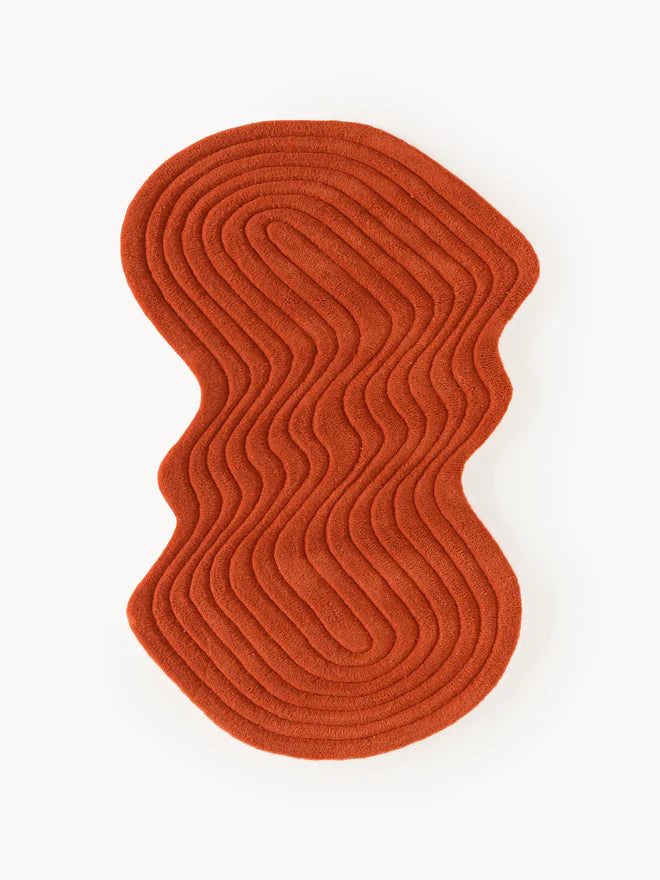 Rust Color Hand-Tufted Irregular Rug