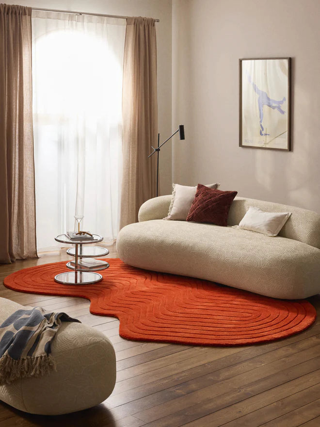 Rust Color Hand-Tufted Irregular Rug