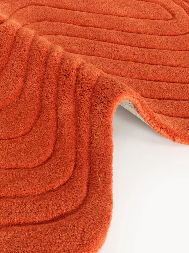 Rust Color Hand-Tufted Irregular Rug