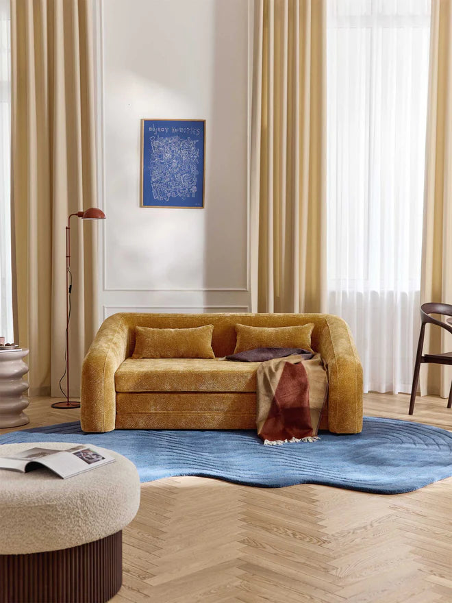 Lite Blue Color Hand-Tufted Irregular Rug