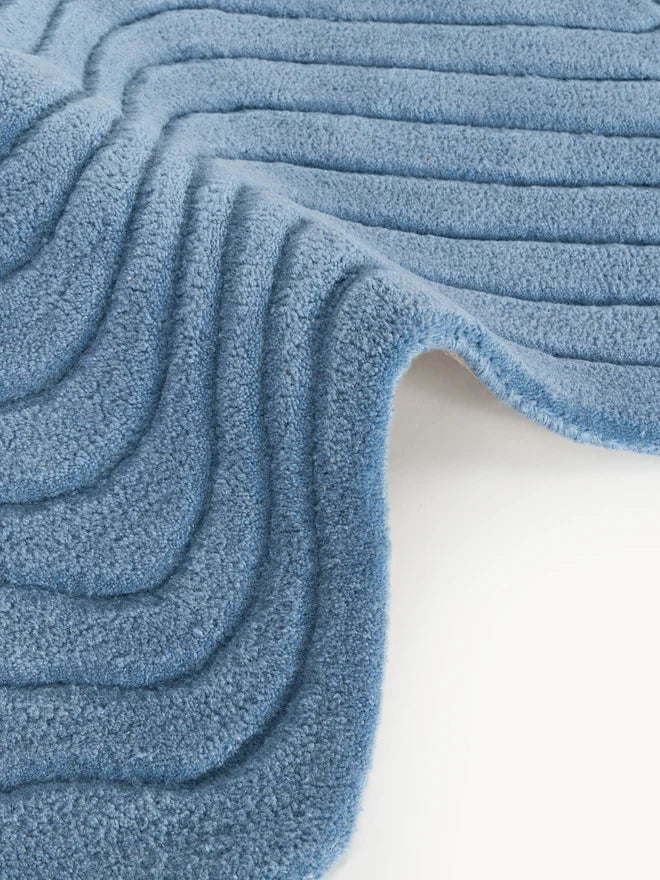 Lite Blue Color Hand-Tufted Irregular Rug