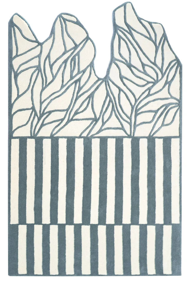 Ivory Grey Color Hand-Tufted Irregular Rug