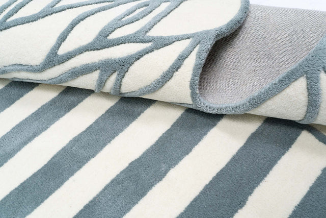 Ivory Grey Color Hand-Tufted Irregular Rug
