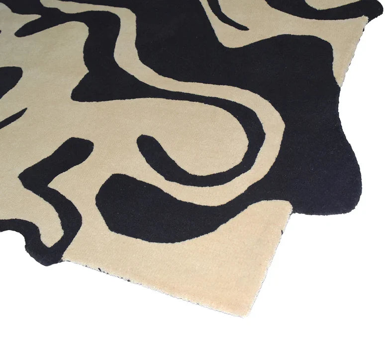 Black & White Hand-Tufted Irregular Rug