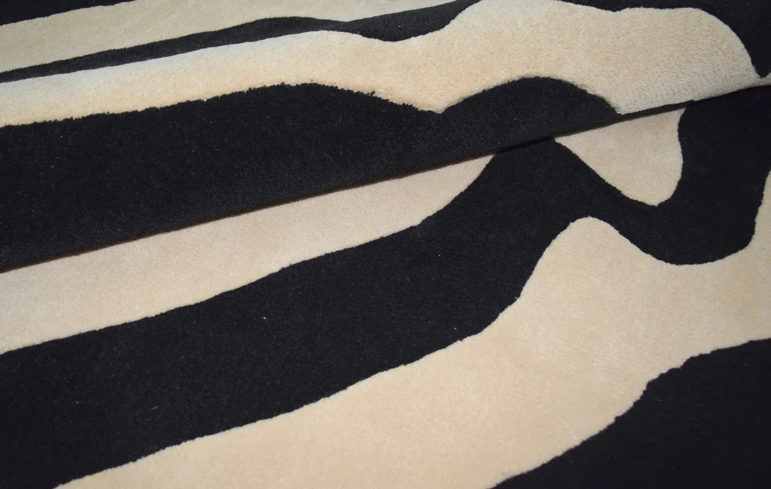 Black & White Hand-Tufted Irregular Rug