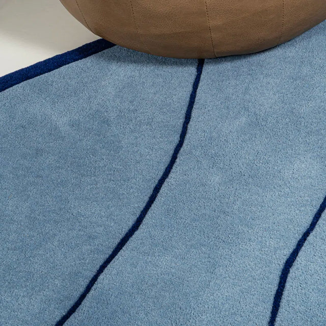 Blue Color Premium Handmade Woolen Irregular Rug