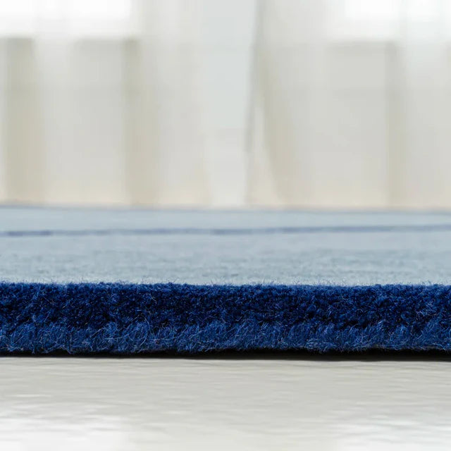 Blue Color Premium Handmade Woolen Irregular Rug